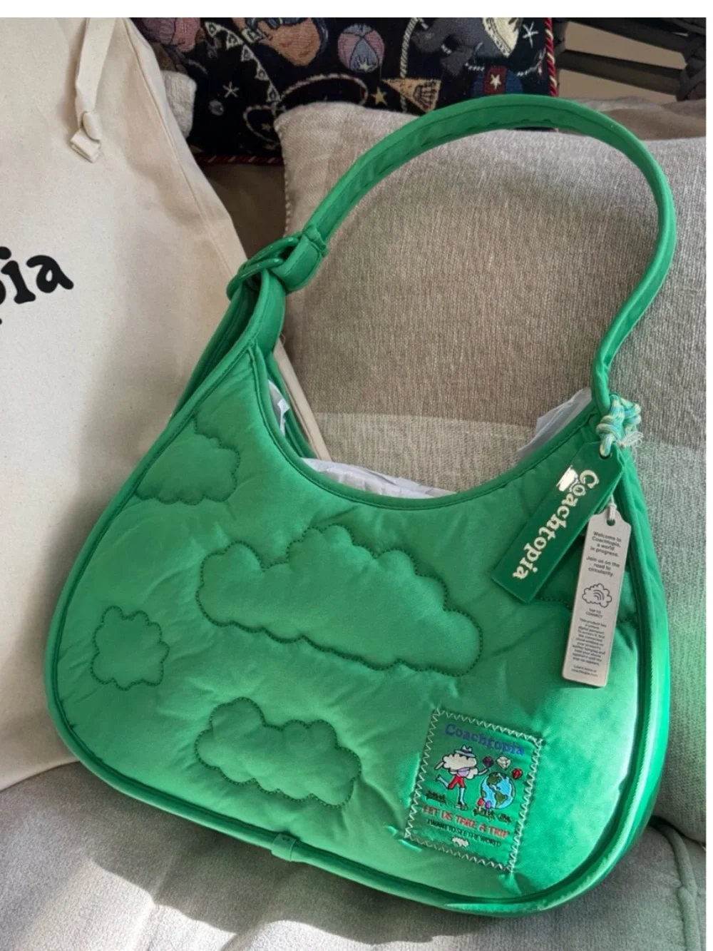 Coach Coachtopia 💚💚 Loop Ergo Cloud-Print Shoulder Bag in green NWT NIB